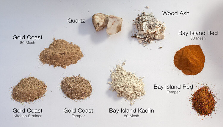 Various clay samples showing different types and colors